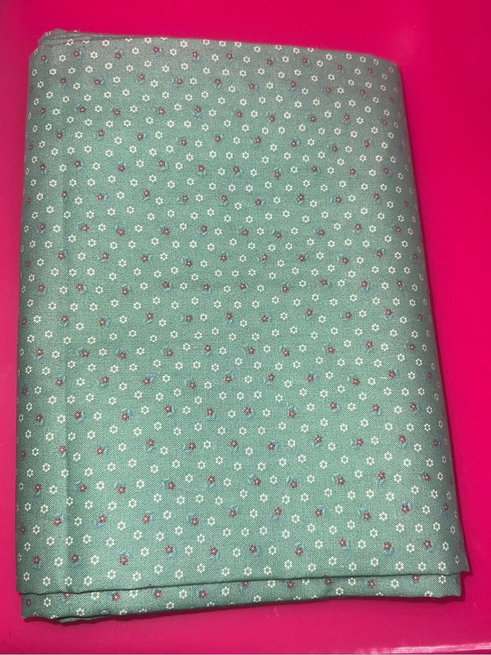 Vintage Cotton Green Floral Fabric - 57” x 44” wide